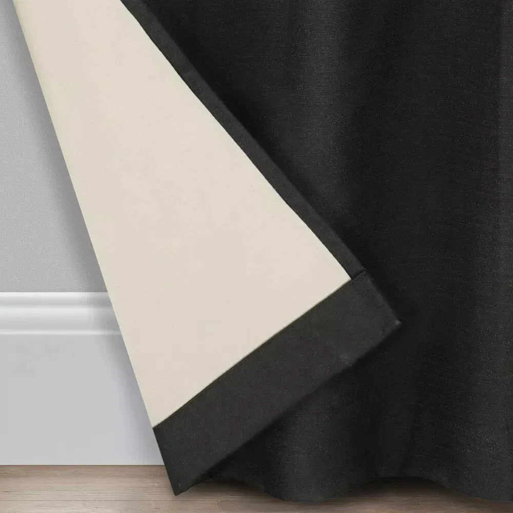 2 pc Blackout Braxton Thermaback Window‎ Curtain Panel - Eclipse - Black